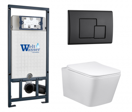 Комплект 3 в 1 инсталляция WeltWasser WW Marberg 507 + Подвесной унитаз Vincea Q-Line VT1-12 с кнопкой черной SE