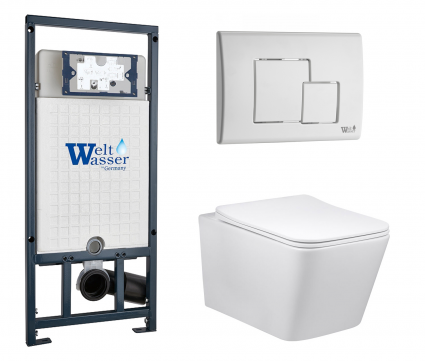 Комплект 3 в 1 инсталляция WeltWasser WW Marberg 507 + Подвесной унитаз Vincea Q-Line VT1-12 с кнопкой белой SE