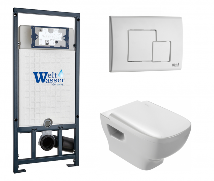 Комплект 3 в 1 инсталляция WeltWasser WW Marberg 507 + Унитаз подвесной Jacob Delafon Struktura EDE102-00 с кнопкой белой SE