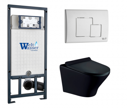 Комплект 3 в 1 инсталляция WeltWasser WW Marberg 507 + Унитаз подвесной Esbano Aster ESUPASTEBM с кнопкой белой SE