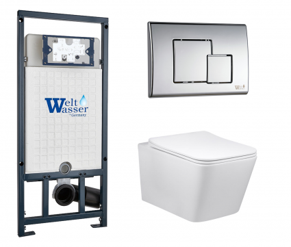 Комплект 3 в 1 инсталляция WeltWasser WW Marberg 507 + Подвесной унитаз Vincea Q-Line VT1-12 с кнопкой хром SE