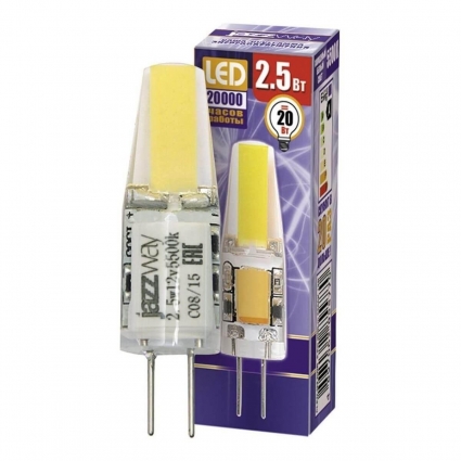 Лампа светодиодная Jazzway G4 2,5W 5500K прозрачная 2855770, цвет прозрачный
