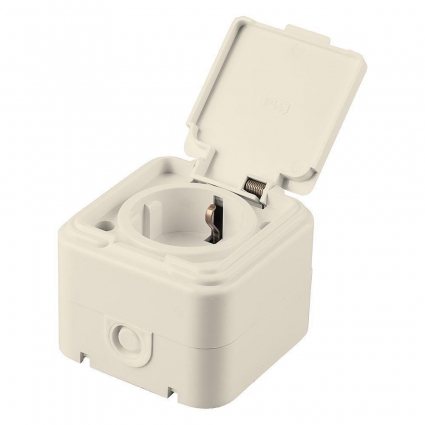 Розетка 2P+PE Stekker Брест с крышкой слоновая кость PST16-21-44 49058, в современном стиле