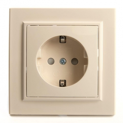 Розетка 2P+PE Stekker Эрна со шторками слоновая кость PST16-9010-02 39236 в современном стиле
