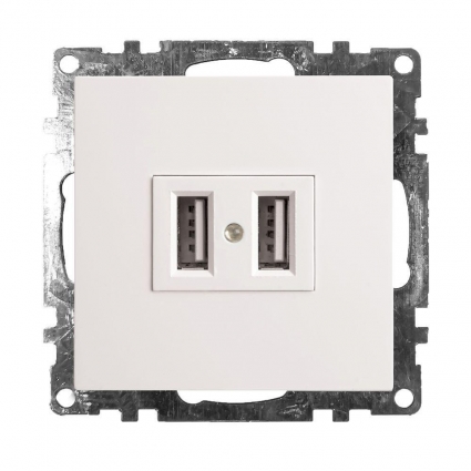 Розетка 2хUSB Stekker Катрин белый GLS10-7115-01 39686 в современном стиле, цвет белый