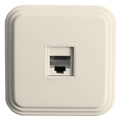 Розетка компьютерная RJ-45 Stekker Брест слоновая кость PST00-21-20 49062 в современном стиле