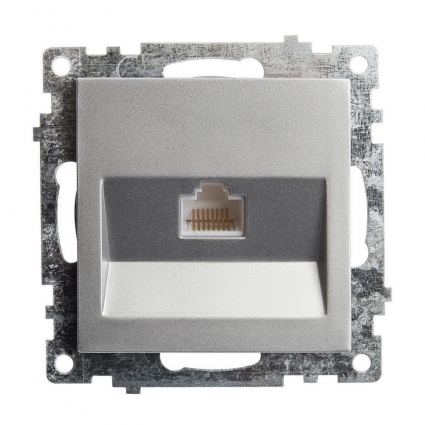 Розетка компьютерная RJ-45 Stekker Катрин серебро GLS00-7107-03 39585 в современном стиле, цвет серебро