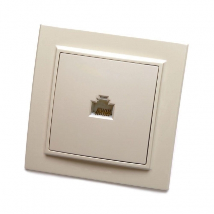 Розетка компьютерная RJ-45 Stekker Эрна слоновая кость PST00-9007-02 39233 в современном стиле