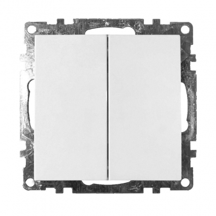 Выключатель двухклавишный Stekker Катрин белый GLS10-7104-01 39300 в современном стиле, цвет белый