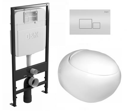 Комплект 3 в 1 инсталляция D&K DI8055119 + Унитаз подвесной WeltWasser Jeckenbach + Кнопка прямоугольная белая