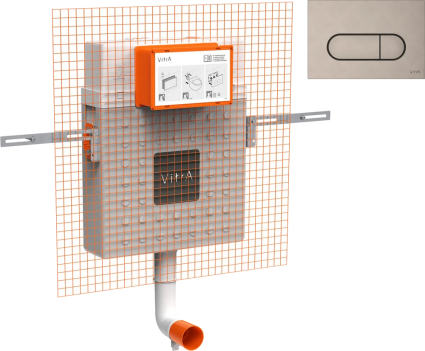 Смывной бачок скрытого монтажа VitrA V12 762-1740-01 + Кнопка смыва VitrA Root Square 740-2295 никель 41.5x12x52 см