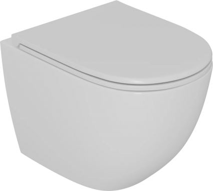 Унитаз подвесной D&K Matrix белый, безободковый, с микролифтом, 37x49 см