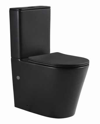 Унитаз-компакт SantiLine SL-5026MB безободковый, с микролифтом, система смыва Tornado, черный, 36x66 см