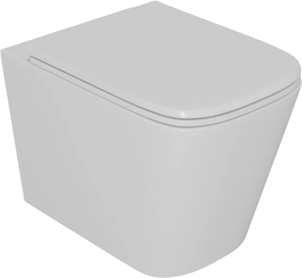 Унитаз подвесной D&K Quadro белый, безободковый, с микролифтом, 36.5x53 см