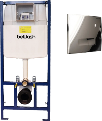 Система инсталляции для унитазов beWash Neox BW74, P04SC с кнопкой смыва, хром глянец, 51.1x38.6x132.5 см