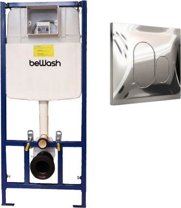 Система инсталляции для унитазов beWash Ocean BW74, P01SC с кнопкой смыва, хром глянец, 51.1x38.6x132.5 см