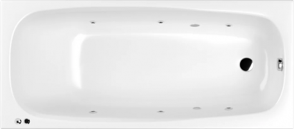 Акриловая ванна WHITECROSS Layla Slim SOFT 170x75 см, с гидромассажем, с каркасом, со сливом-переливом, прямоугольная, встраиваемая