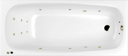 Акриловая ванна WHITECROSS Layla Slim SMART 180x80 см, с гидромассажем, с каркасом, со сливом-переливом, фурнитура бронза, прямоугольная, встраиваемая
