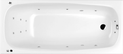 Акриловая ванна WHITECROSS Layla Slim SMART 180x80 см, с гидромассажем, с каркасом, со сливом-переливом, прямоугольная, встраиваемая