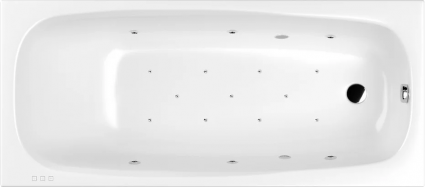 Акриловая ванна WHITECROSS Layla RELAX 180x80 см, с гидромассажем, с каркасом, со сливом-переливом, прямоугольная, пристенная