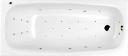 Акриловая ванна WHITECROSS Layla Slim ULTRA 180x80 см, с гидромассажем, с каркасом, со сливом-переливом, фурнитура бронза, прямоугольная, встраиваемая