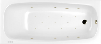 Акриловая ванна WHITECROSS Layla RELAX 180x80 см, с гидромассажем, с каркасом, со сливом-переливом, фурнитура бронза, прямоугольная, пристенная