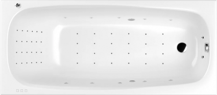 Акриловая ванна WHITECROSS Layla NANO 180x80 см, с гидромассажем, с каркасом, со сливом-переливом, прямоугольная, пристенная