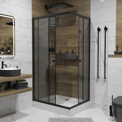 Душевой уголок Niagara Eco NG-129-14QT 120х90 см, стекло тонированное, прямоугольный, двери раздвижные
