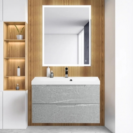 Мебель для ванной BelBagno Vittoria 100 подвесная, toros bianco, белая глянцевая раковина, с ящиками, с доводчиками