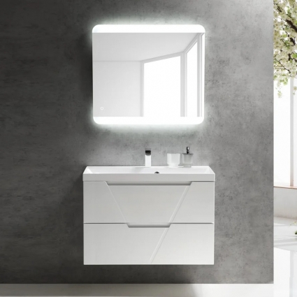 Мебель для ванной BelBagno Vittoria 90 подвесная, bianco lucido, белая глянцевая раковина, с ящиками, с доводчиками