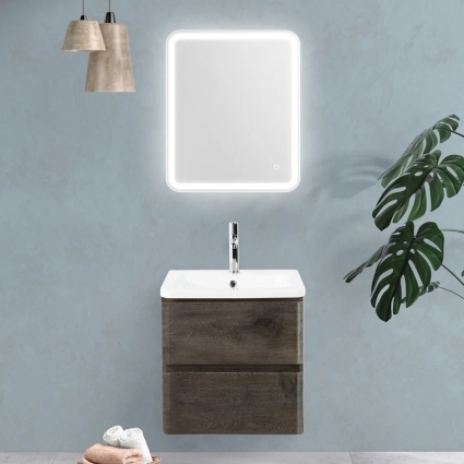 Мебель для ванной BelBagno Albano-Cer 60 подвесная, robere nature grigio, глянцевая, с ящиками