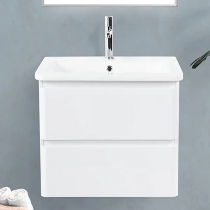 Тумба с раковиной BelBagno Albano-Cer 60 подвесная, bianco lucido, глянцевая, с ящиками