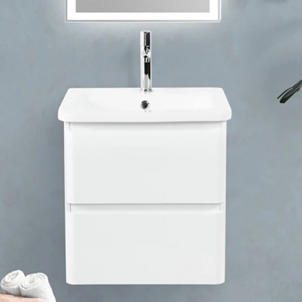 Тумба с раковиной BelBagno Albano-Cer 50 подвесная, bianco lucido, глянцевая, с ящиками
