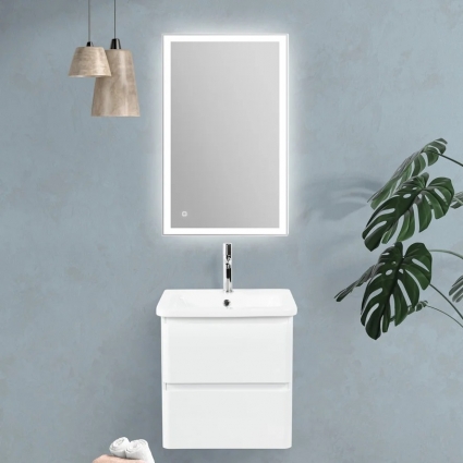 Мебель для ванной BelBagno Albano-Cer 50 подвесная, bianco lucido, глянцевая, с ящиками