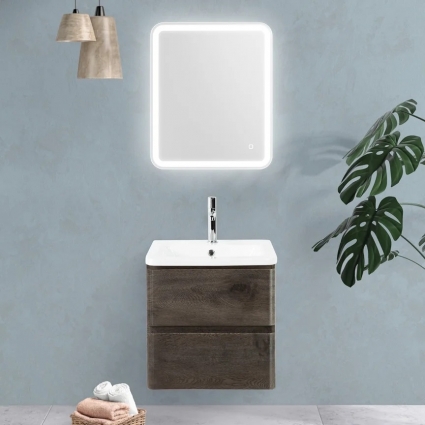 Мебель для ванной BelBagno Albano-Cer 50 подвесная, robere nature grigio, глянцевая, с ящиками