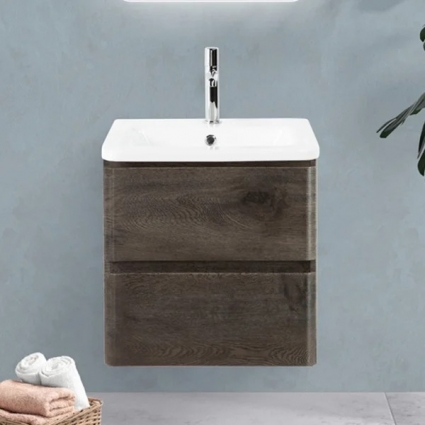 Тумба с раковиной BelBagno Albano-Cer 50 подвесная, robere nature grigio, глянцевая, с ящиками
