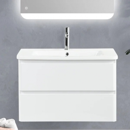Тумба с раковиной BelBagno Albano-Cer 105 подвесная, bianco lucido, глянцевая, с ящиками