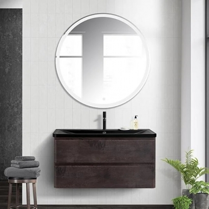 Мебель для ванной BelBagno Albano 120 подвесная, rovere nature grigio, черная матовая раковина, с ящиками, с доводчиками
