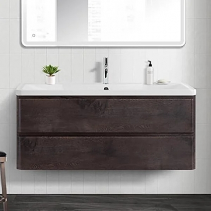 Тумба с раковиной BelBagno Albano 120 подвесная, rovere nature grigio, белая глянцевая раковина, матовая, с ящиками
