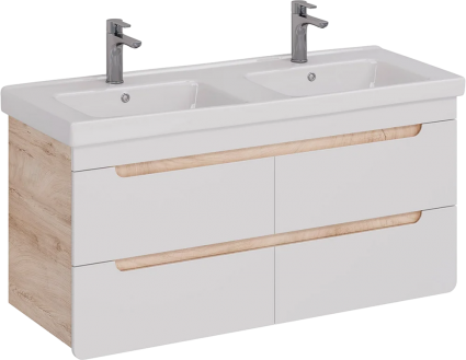 Тумба для комплекта Lemark Olivia 125 дуб кантри, белая глянцевая, подвесная, матовая