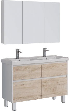 Мебель для ванной Lemark Combi 125 дуб кантри, белая глянцевая, с ящиками, с доводчиками