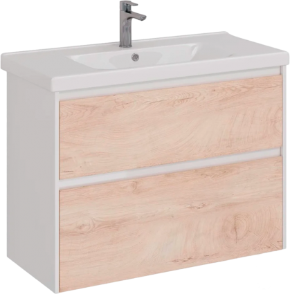 Тумба для комплекта Lemark Combi 100 дуб кантри, белая глянцевая, с ящиками, с доводчиками