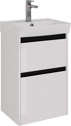 Тумба для комплекта Lemark Combi 45 черная, белая глянцевая, с ящиками, с доводчиками