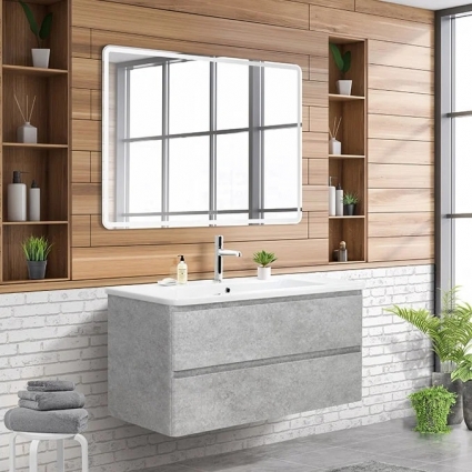 Мебель для ванной BelBagno Albano-Cer 105 подвесная, cemento verona grigio, матовая, с ящиками