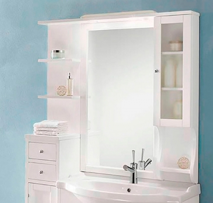 Зеркало-шкаф Eban Eleonora Modular 130 R белый правое, с полками