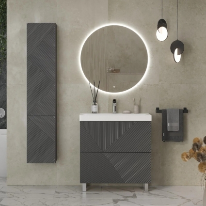 Мебель для ванной Velvex Edge 80.2Y напольная, графит, матовая, с ящиками