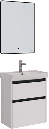Мебель для ванной Lemark Combi 60 черная, белая глянцевая, с ящиками, с доводчиками