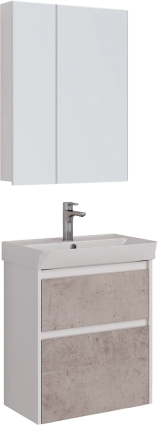 Мебель для ванной Lemark Combi 60 бетон, белая глянцевая, с ящиками, с доводчиками
