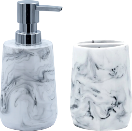 Набор Ridder Toscana Стакан Ridder Toscana 2154201 для зубных щёток, белый + Дозатор Ridder Toscana, настольная