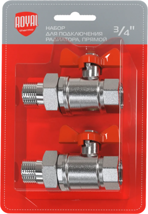 Запорный вентиль Royal Thermo 3/4" М30х1,5 прямой, комплект